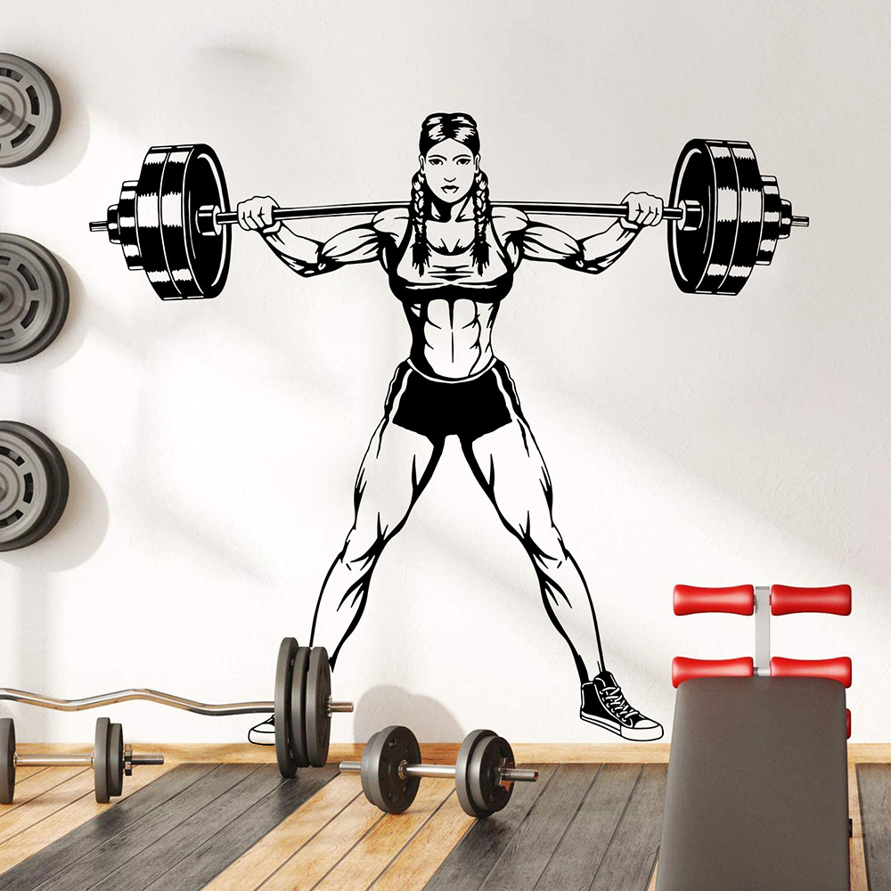 Home Gym Wallpaper - Stiker tembok Gym besar wanita, dumbel