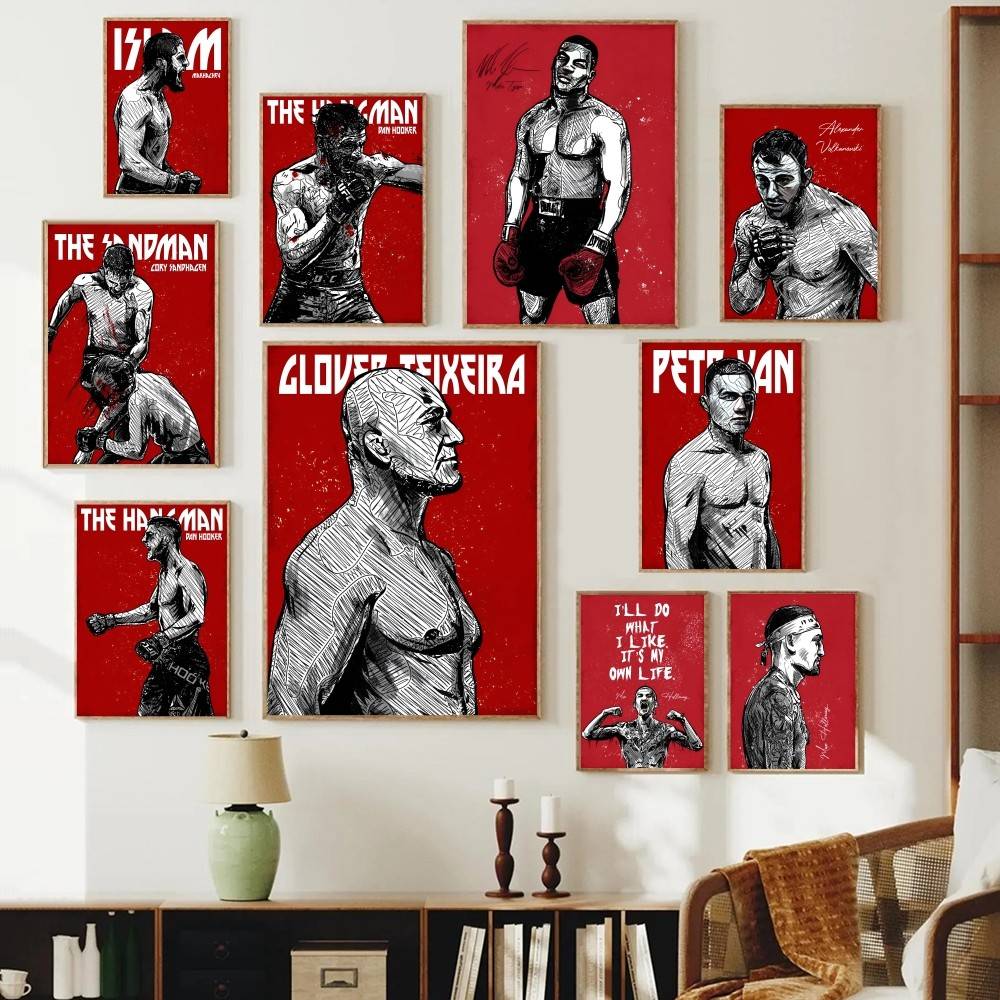 Home Gym Wallpaper - Poster Kertas Atlet Petarung Bergaya Grunge,