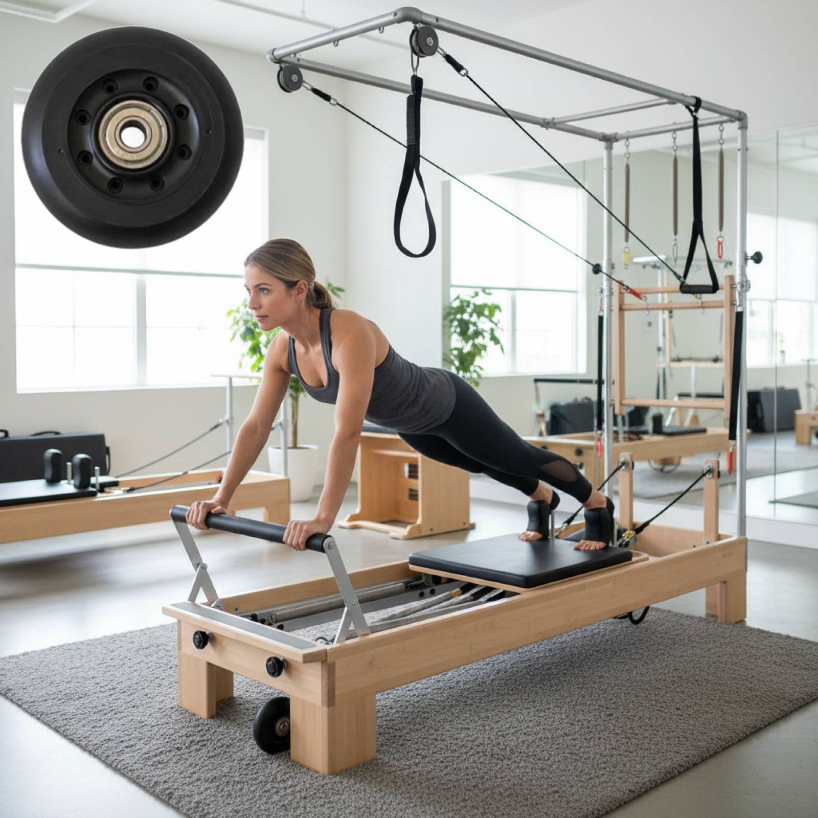Home Gym Installation - Roda Reformer Pilates Hitam untuk Wanita,