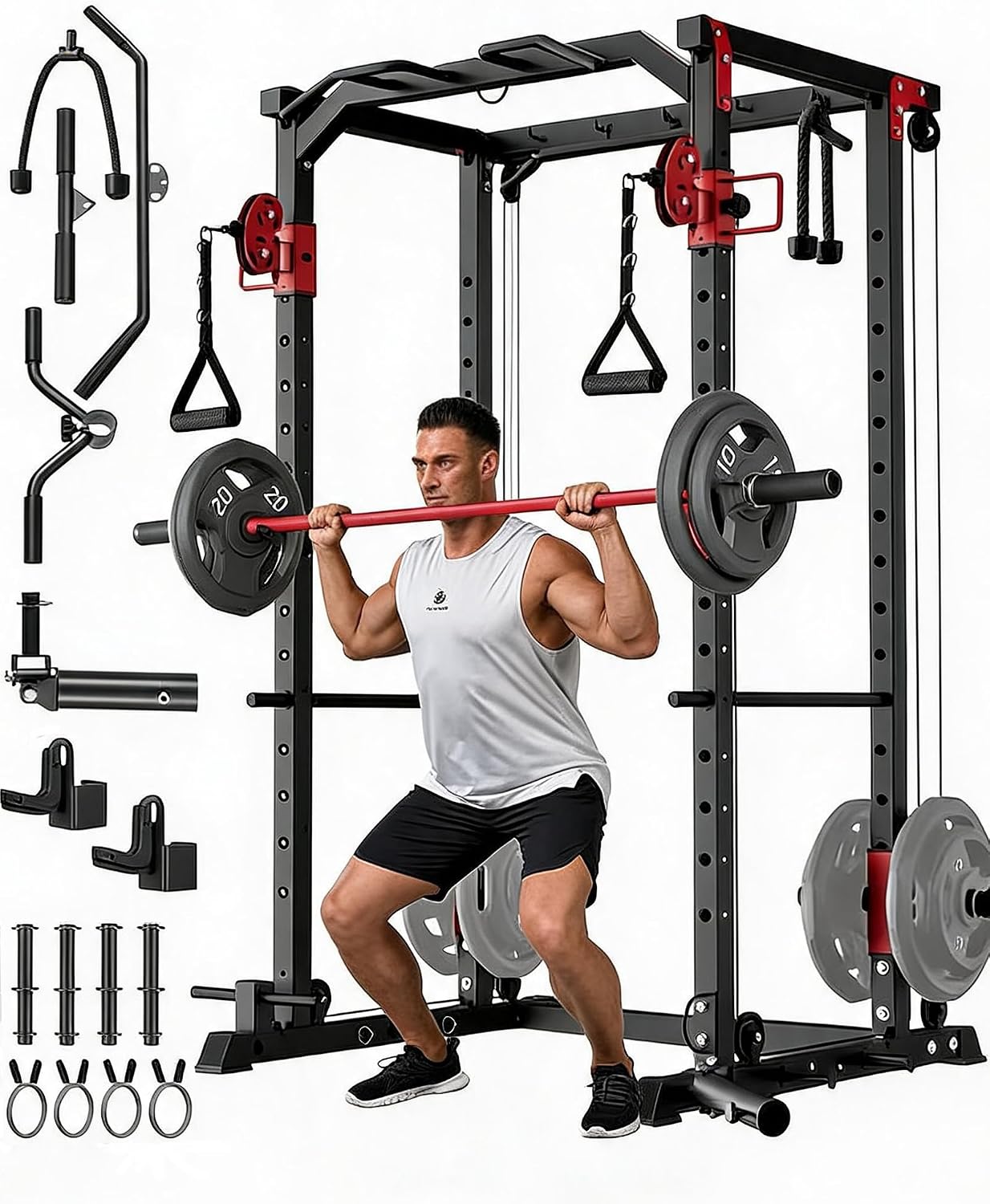Home Gym Rack With Cables - Rak Kekuatan Multi-Fungsi untuk Gym Rumah