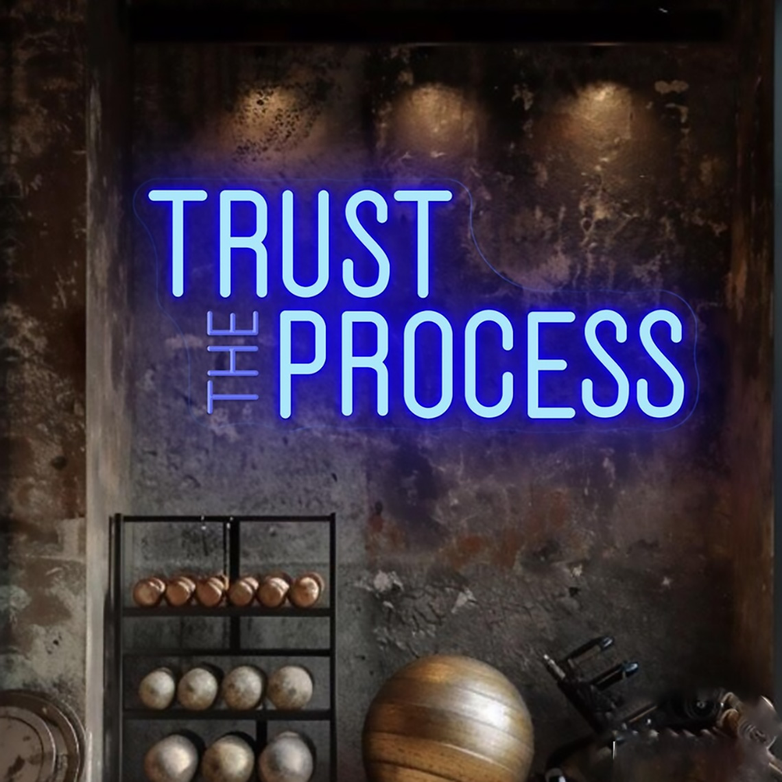 Home Gym Neon Sign - Tanda Neon Trust The Process, Tanda