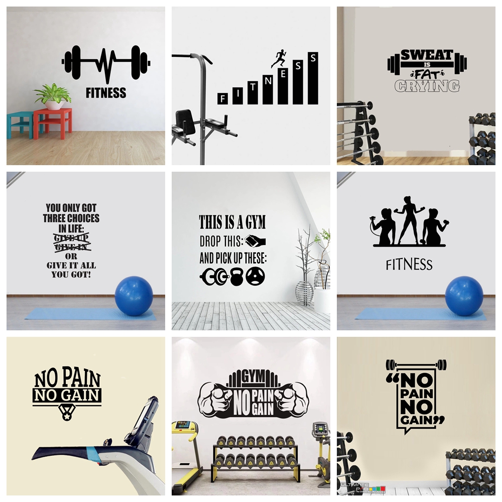 Home Gym Wallpaper - Stiker dinding budaya GYM, 1 buah