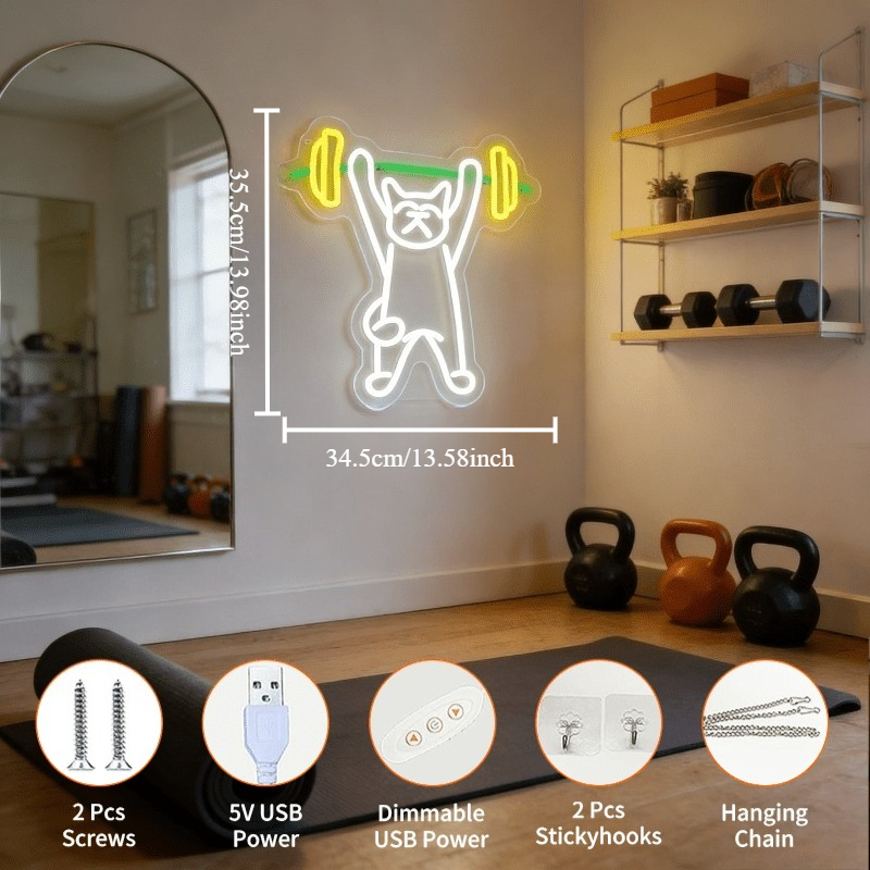 Lampu Neon LED Bentuk Kucing A - Home Gym Neon Sign ulasan dan harga