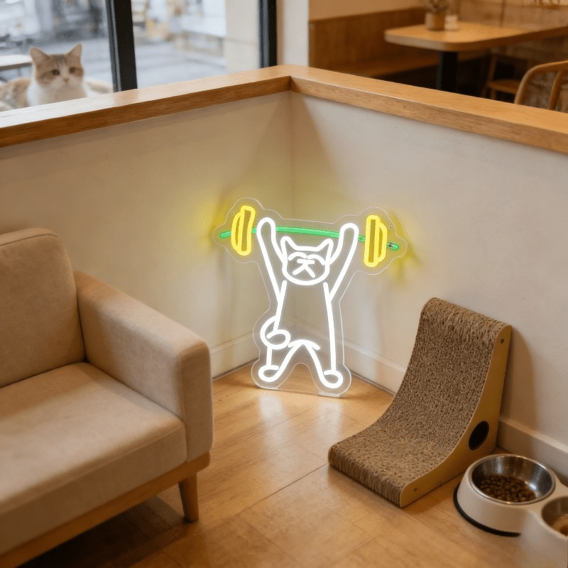 Lampu Neon LED Bentuk Kucing A - Home Gym Neon Sign ulasan dan harga