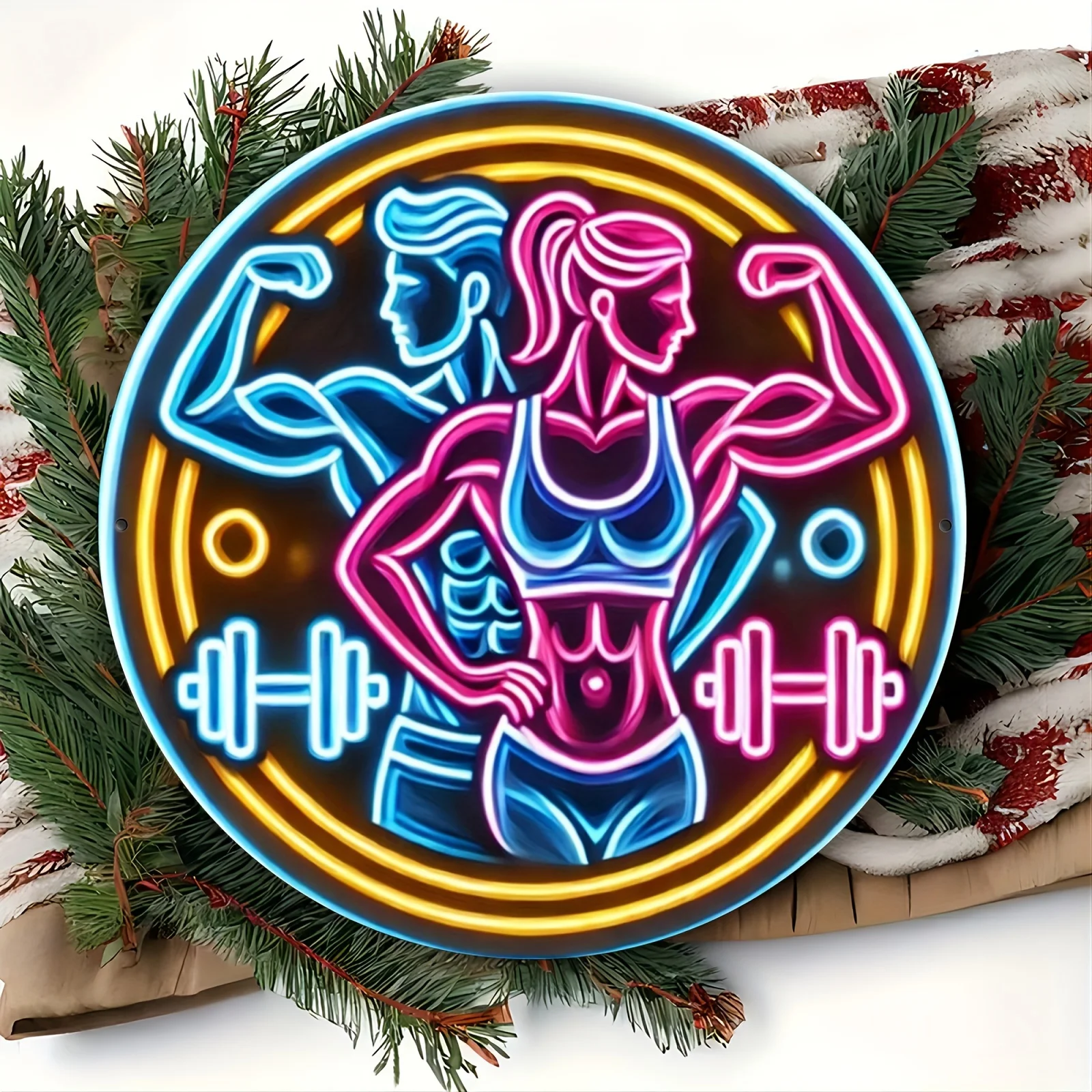 Tanda Logam 2D Gym Kebugaran N - Home Gym Neon Sign ulasan dan harga