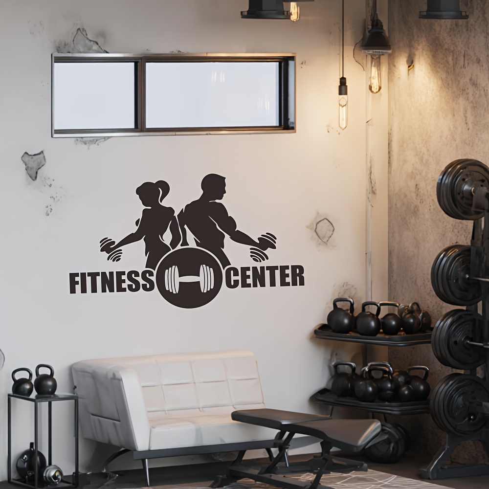 1 Buah Stiker Dinding Dumbbell - Home Gym Wallpaper ulasan dan harga