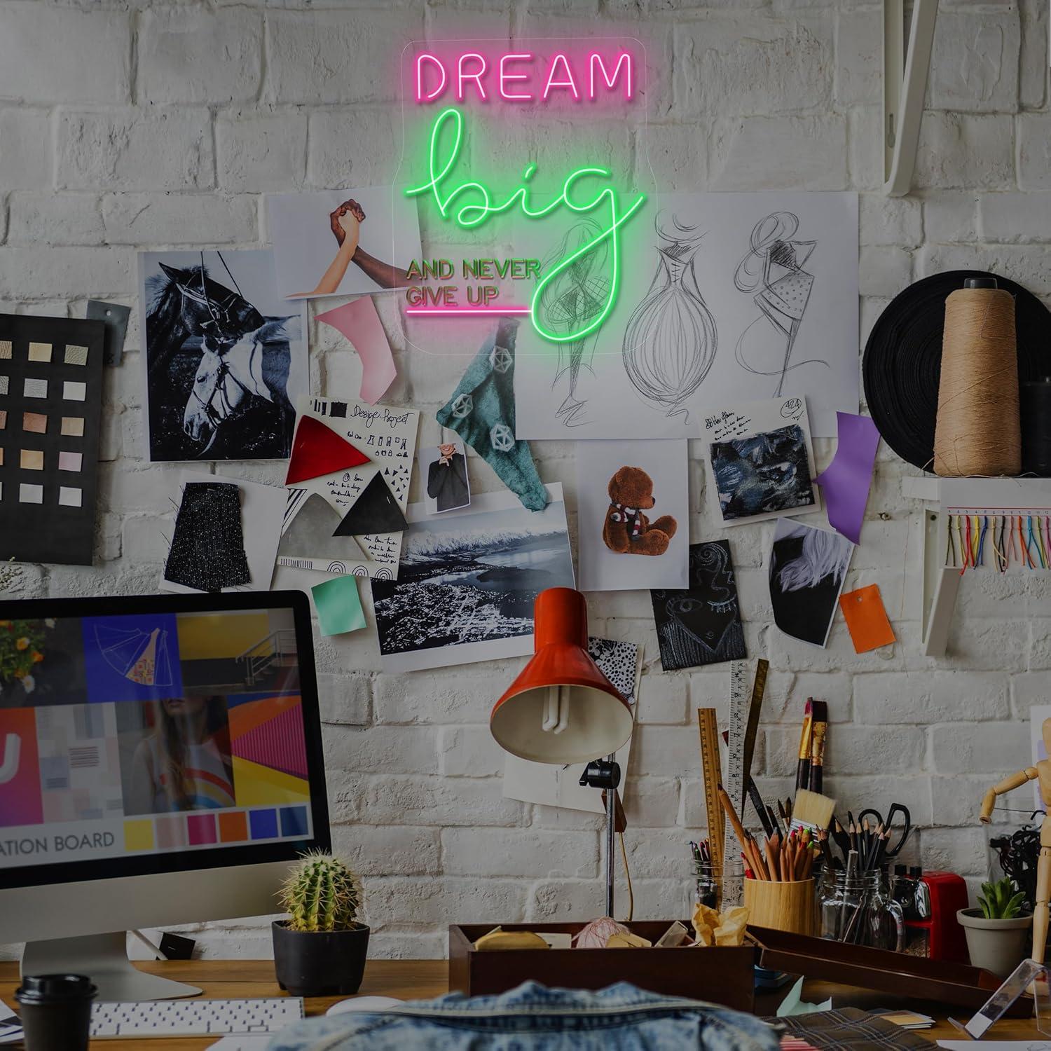 Lampu LED Neon Sign Dream Big  - Home Gym Neon Sign ulasan dan harga
