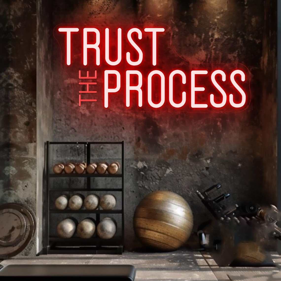 Tanda Neon Trust The Process,  - Home Gym Neon Sign ulasan dan harga