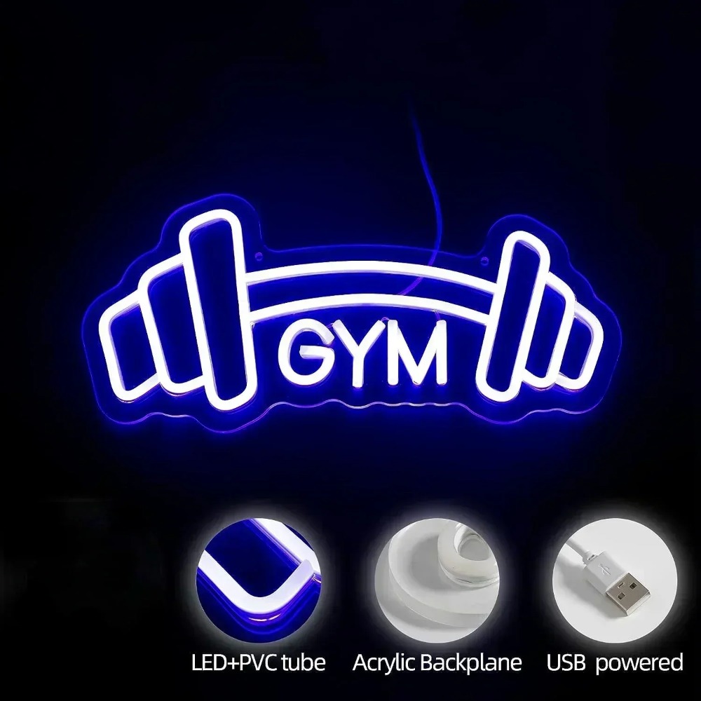 Barbell tanda Neon Gym lampu N - Home Gym Neon Sign ulasan dan harga