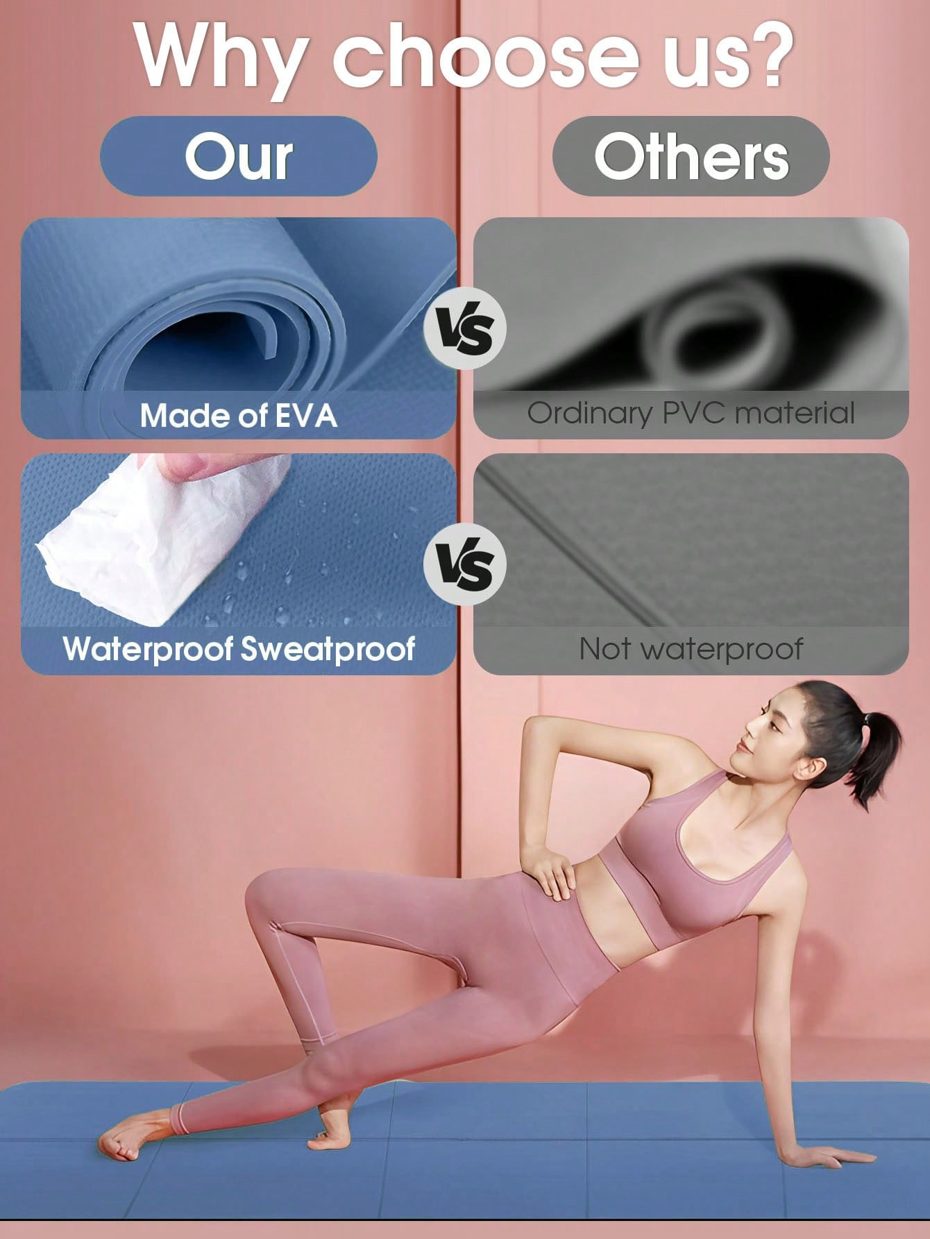 Matras Yoga Lipat Biru Tua Ram - Gymnastics Mat Thick ulasan dan harga