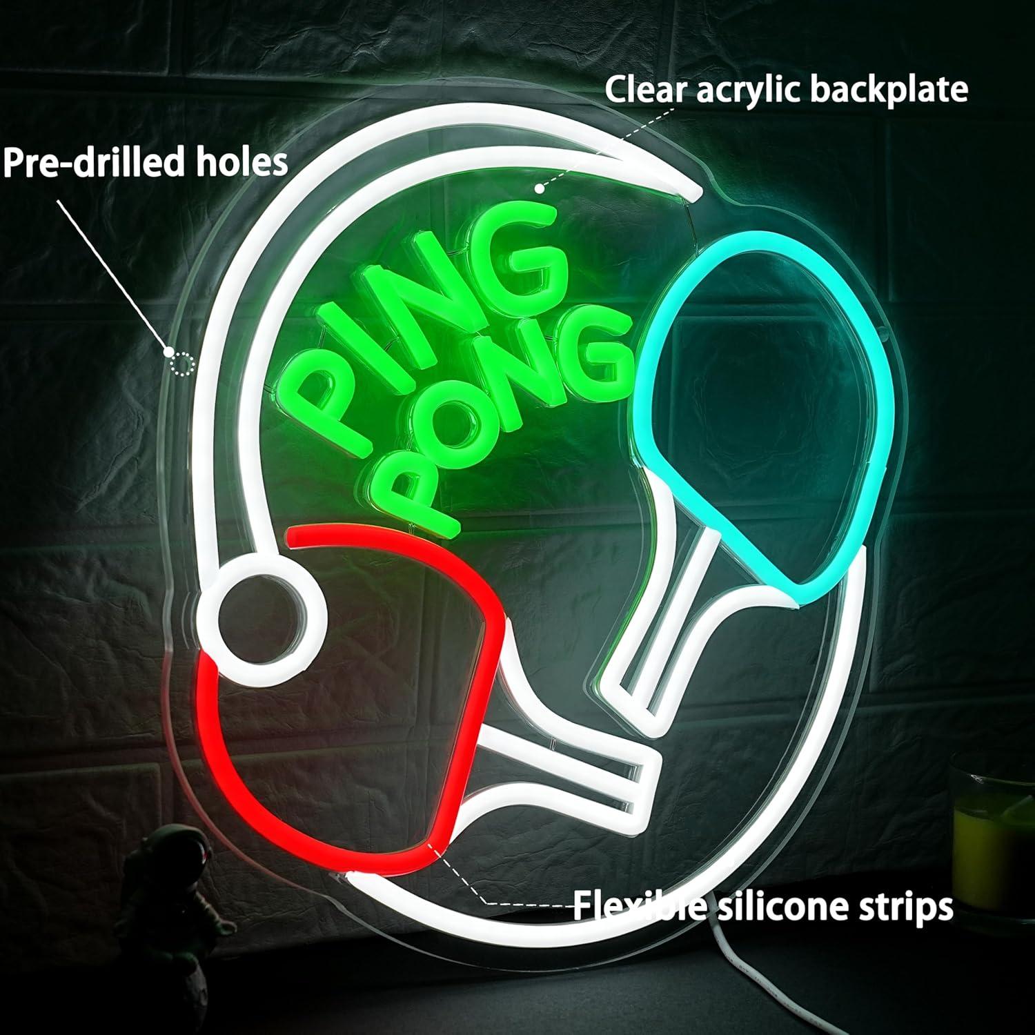 Lampu LED Neon Ping Pong USB D - Home Gym Neon Sign ulasan dan harga