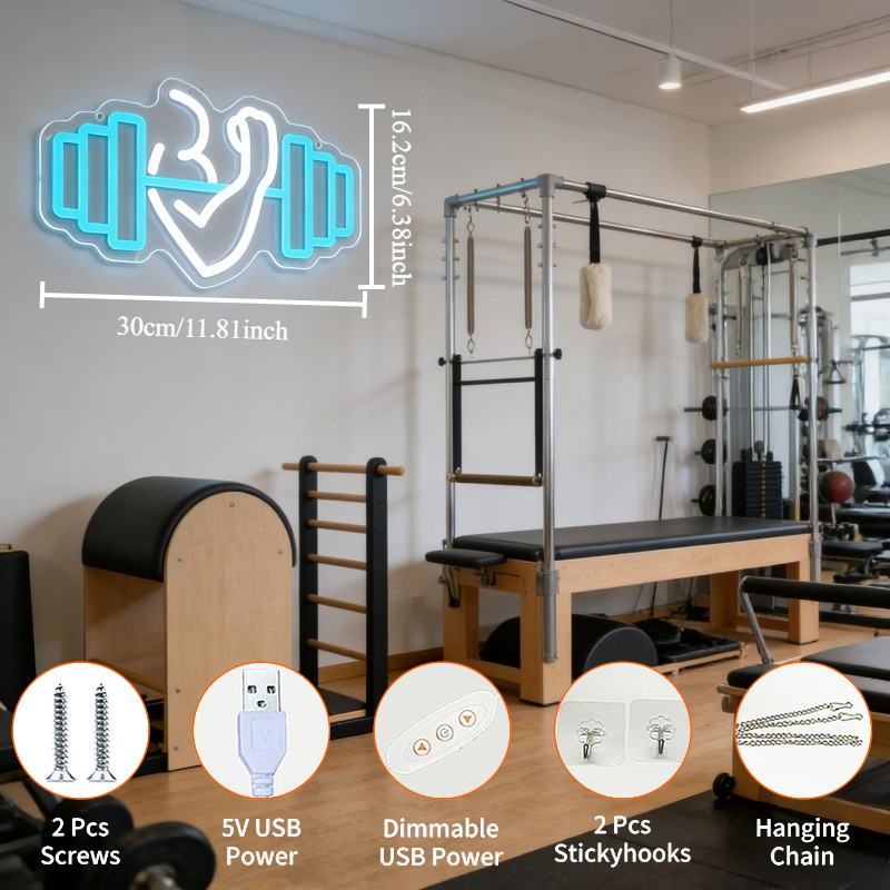 Lampu LED Neon Sign Bicep Dumb - Home Gym Neon Sign ulasan dan harga